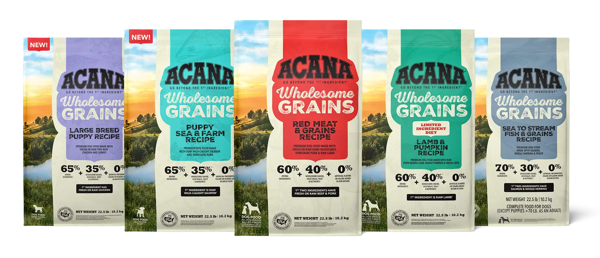 Complete ACANA Wholesome Grains product lineup